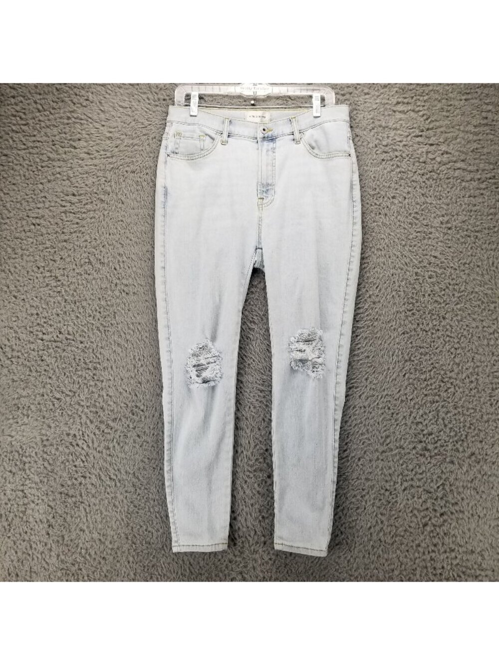Sene x Emma Jeans Womens 30 Blue Stretch Denim Distressed Skinny *Read*